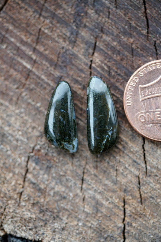 Ochoco Moss Agate - Mismatch Cabochon Pair