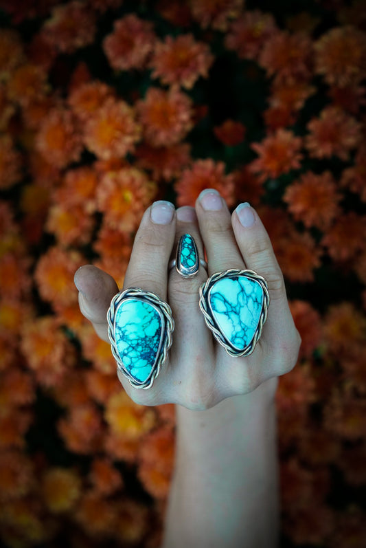 Statement Variscite Ring - Gold Fill Twist - Size 9.5