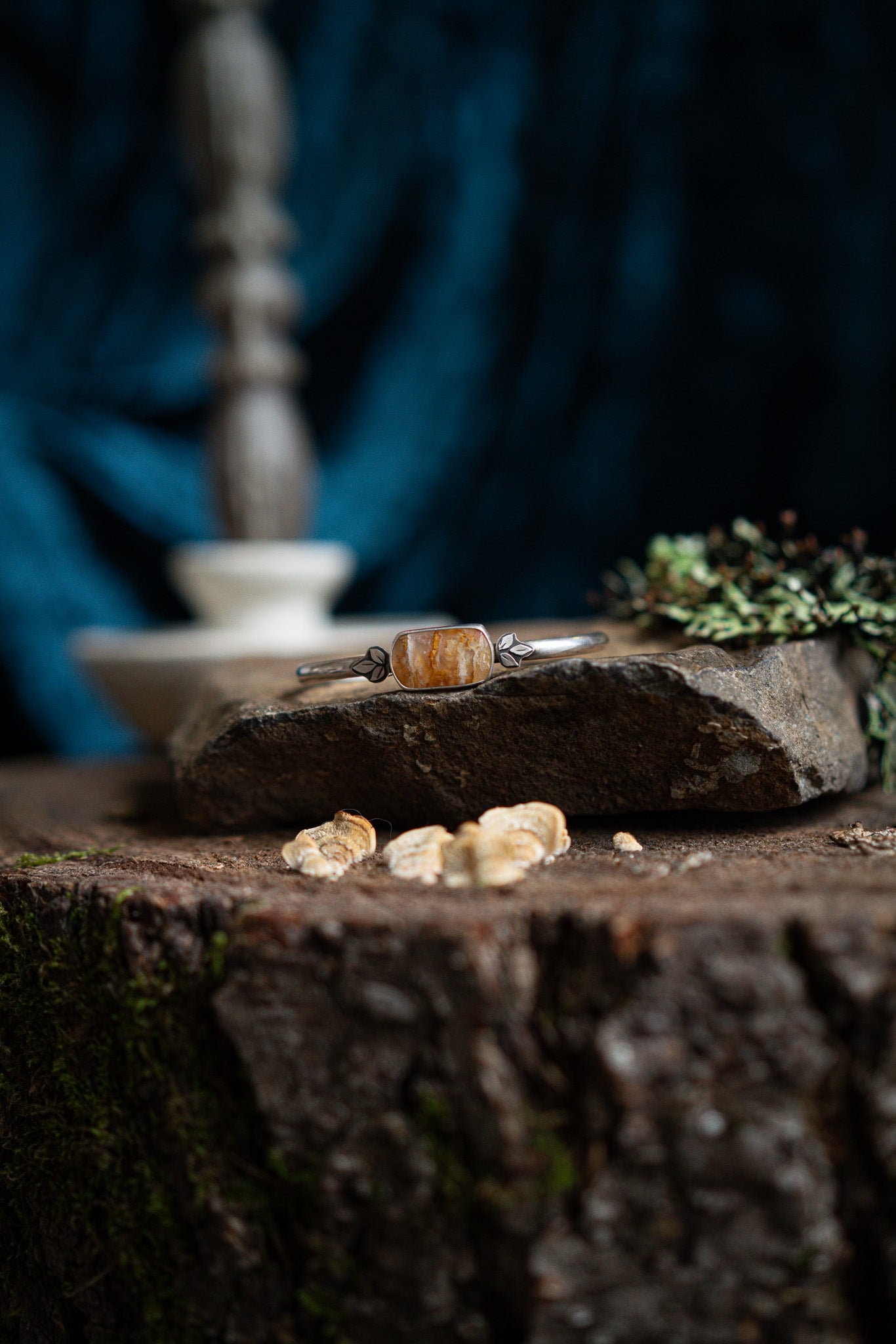 Plumes and Leaves Agate Cuff