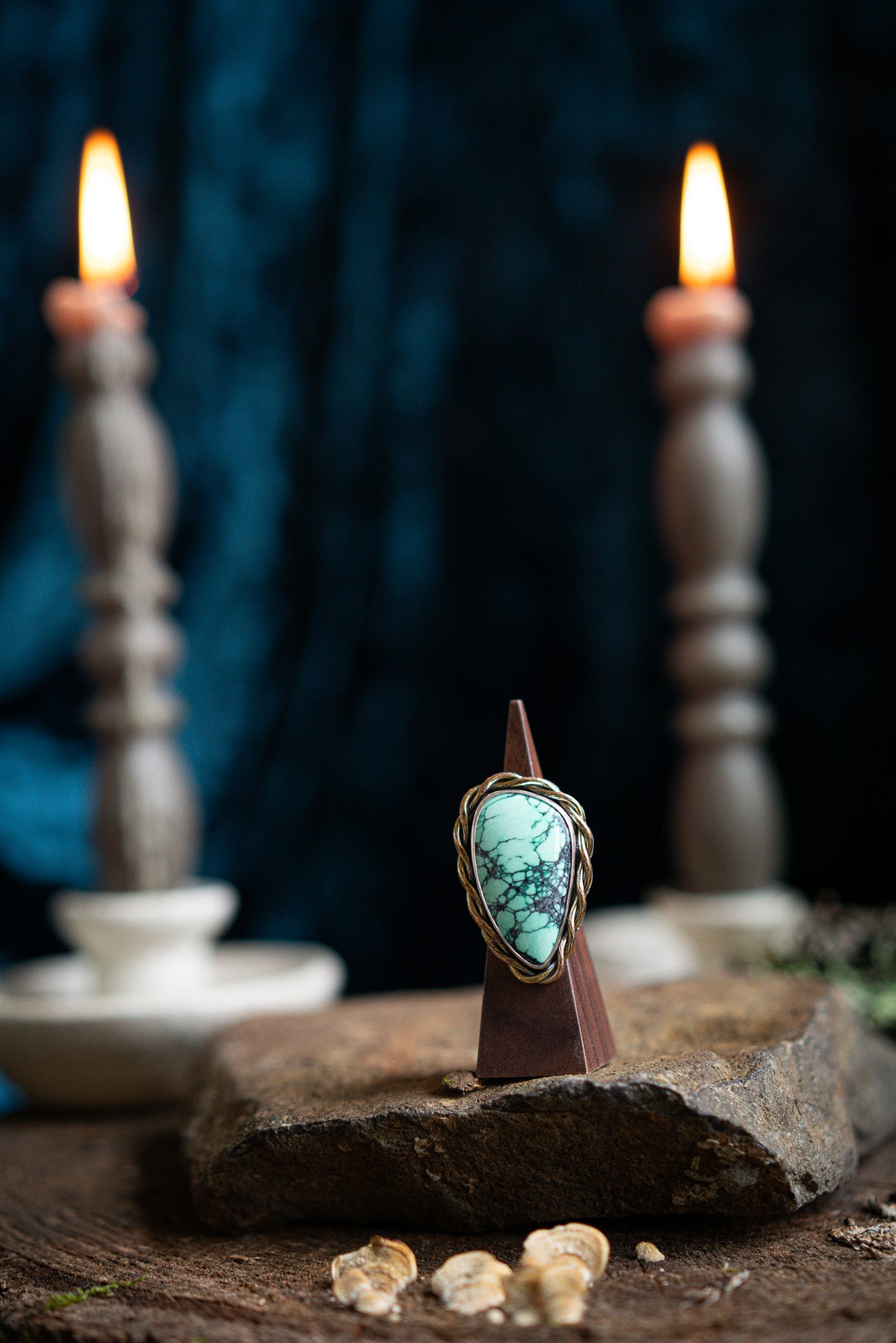 Statement Variscite Ring - Gold Fill Twist - Size 9.5
