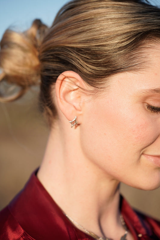 Unbound Diamond Studs - Sterling Silver