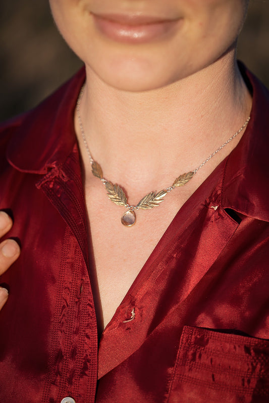Sunstone and Sea Oats Goddess Necklace