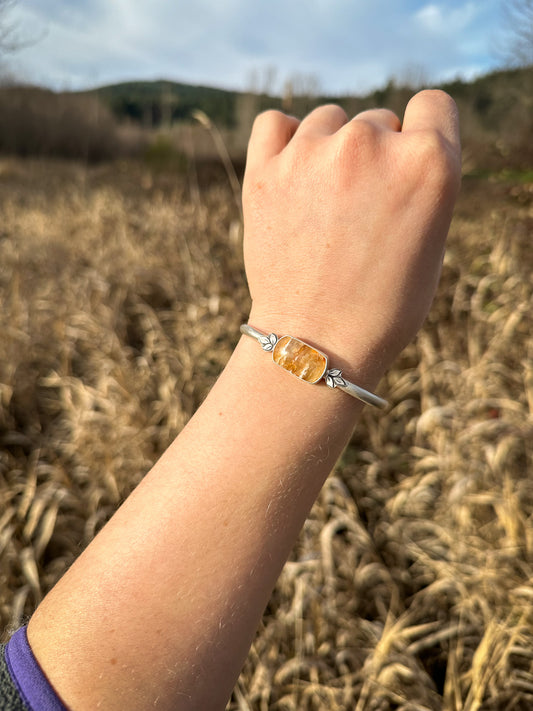 Plumes and Leaves Agate Cuff