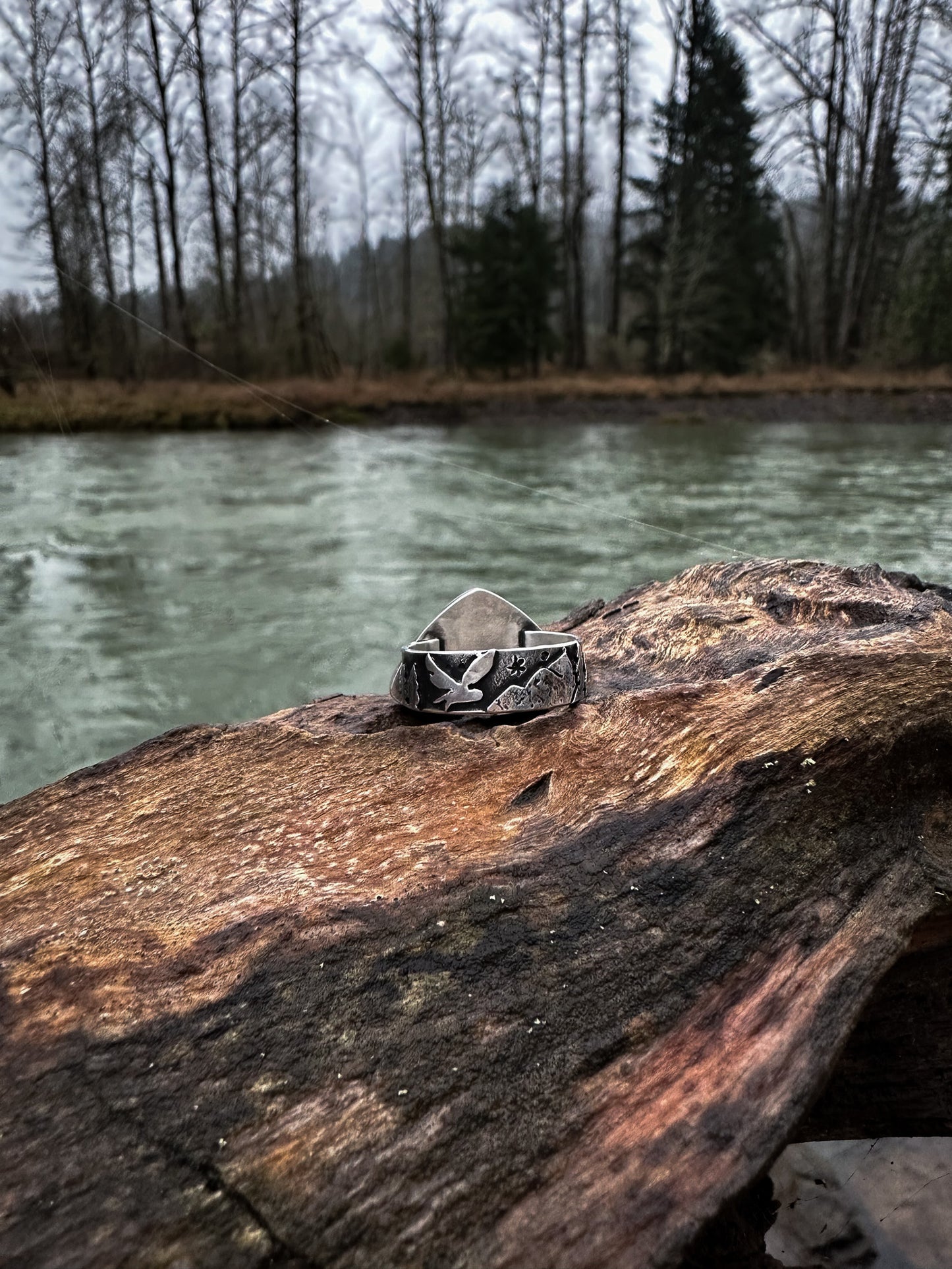 Starry Night Scenic Owl Band Ring- Size 8.75