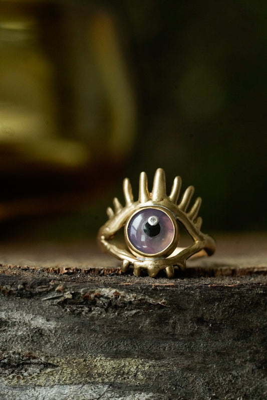 The Eye Ring Brass Purple - Size 7.5