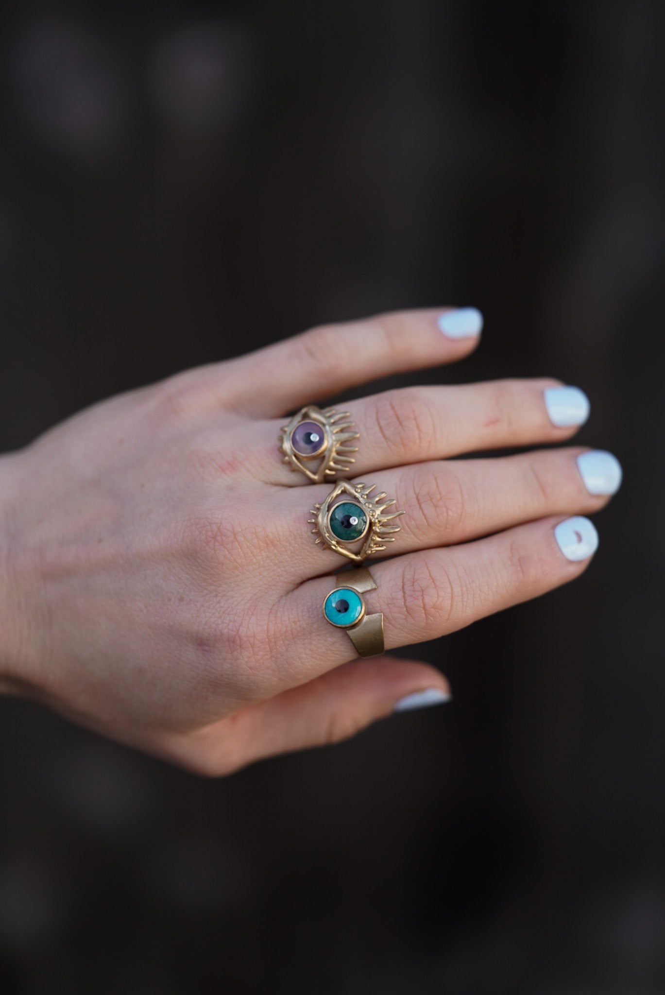 The Eye Ring Brass Purple - Size 7.5
