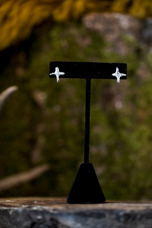 Unbound Cross Studs - Sterling Silver