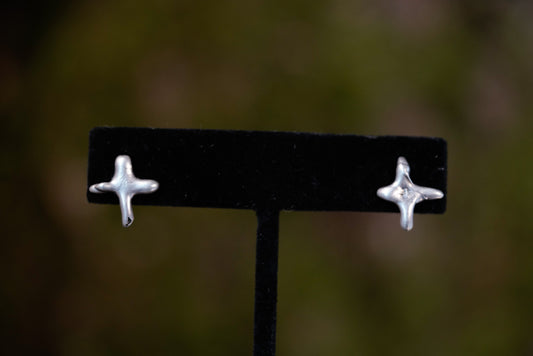 Unbound Cross Studs - Sterling Silver