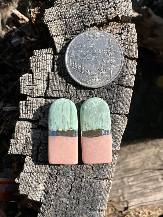 "Kintarsia" Cabochon Pair