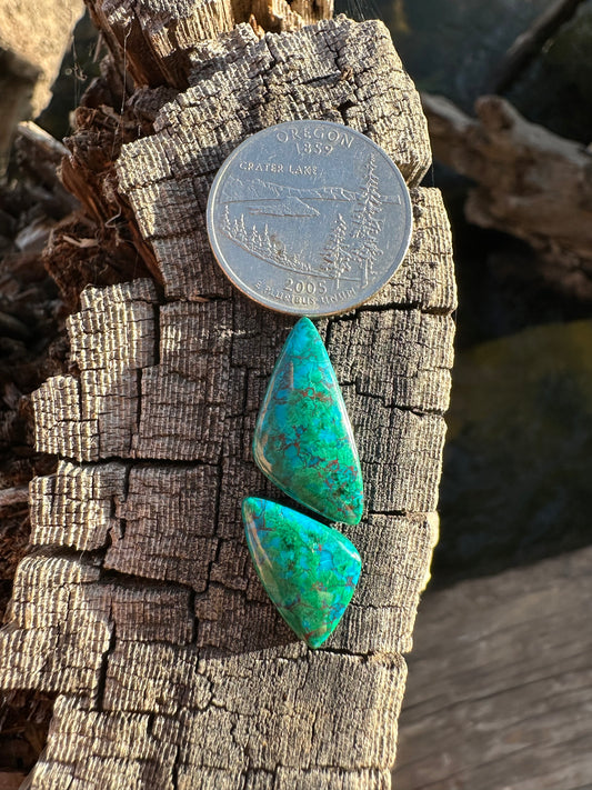 Chilean Webbed Chrysocolla Pair Cabochons